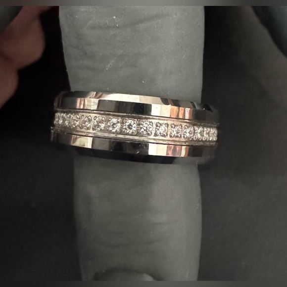 Blackjack Men’s Tungsten Eternity Ring - Picture 3 of 8